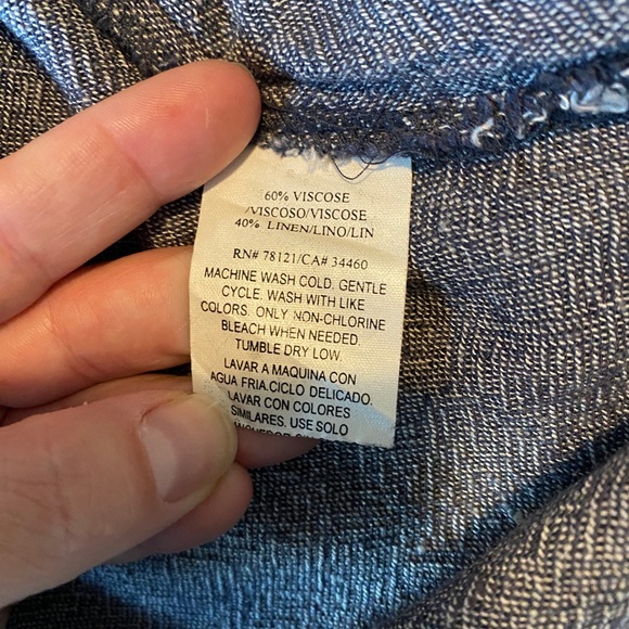 Eileen Fisher (2) Pc. Linen Blend V-neck Top Pants Set Slate Grey Size 1X - Picture 7 of 9